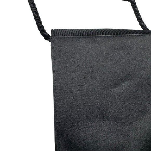 SUSAN GAIL vintage 80's Black crossbody evening bag crystal accent Satin - Picture 9 of 11